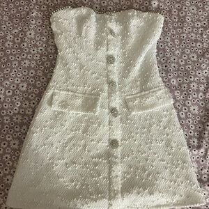 SHEIN White Strapless Textured Dress